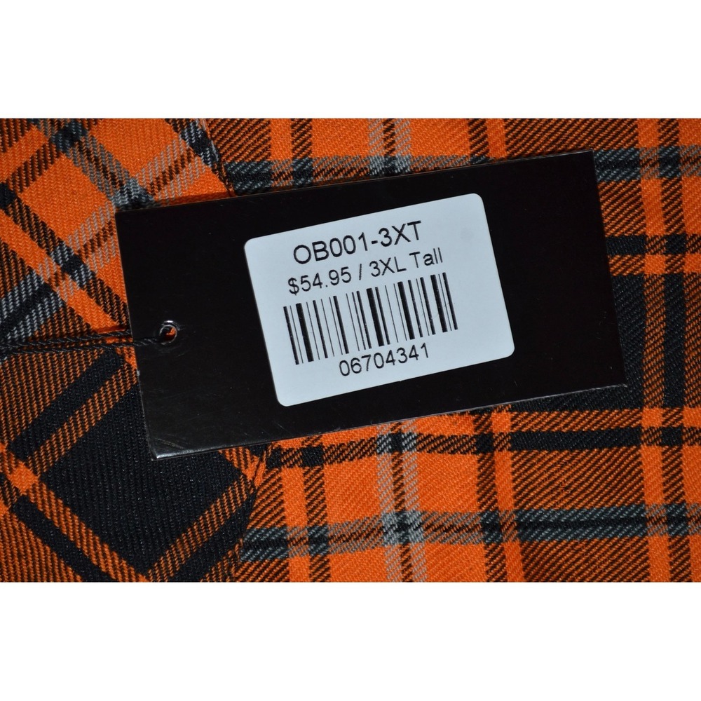 Demons Behind Me Flannel Button Up Shirt 3XLT Orange Black Plaid Skull Patch New - Picture 4 of 12